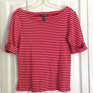 Ralph Lauren women red stripped top shirts size S